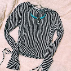 Western black and white strip crop top